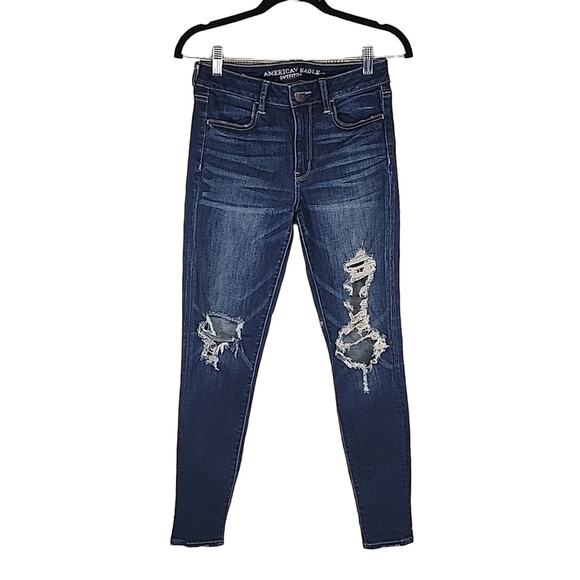 American Eagle Outfitters Denim - American Eagle Hi-Rise Jegging JeansDistressed Dark Wash Women's 4